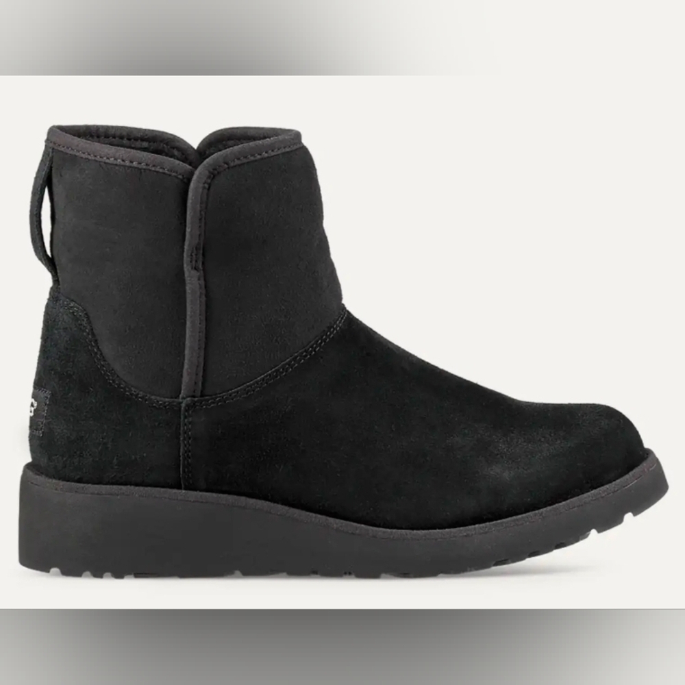 UGG Black Kristin Wedge Sheepskin Waterproof Suede Winter Fall Boot 7